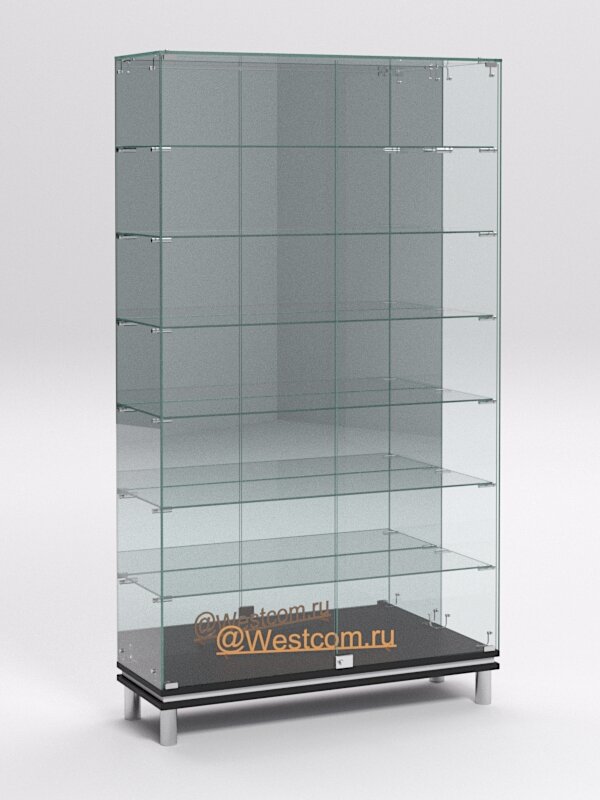 Витрина стеклянная "примавера модерн" №11 (с дверками, задняя стенка - зеркало), Серый 90 x 30 x 167 см