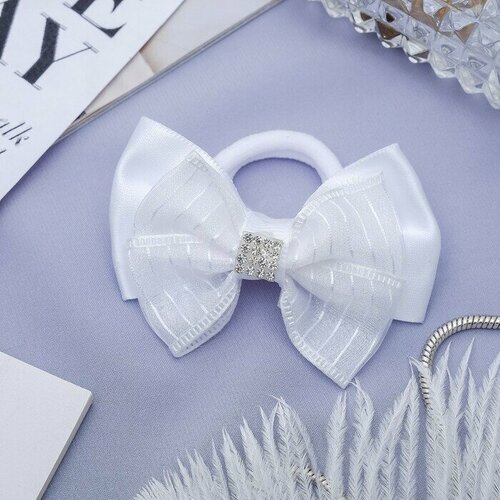 Бант на резинке Школьница бант полосы стразы 65 см белый 6 шт 721₽