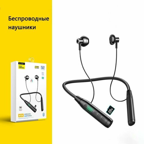 Беспроводные наушники до 100 часов работы слот для карты памяти электронный дисплей Type-C черный 244900₽