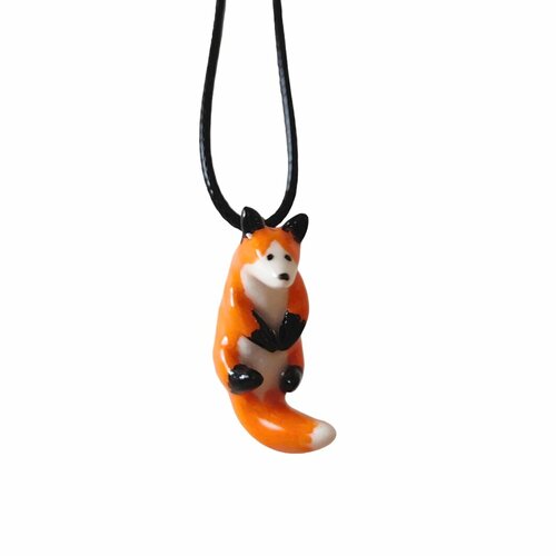 Колье, оранжевый, черный