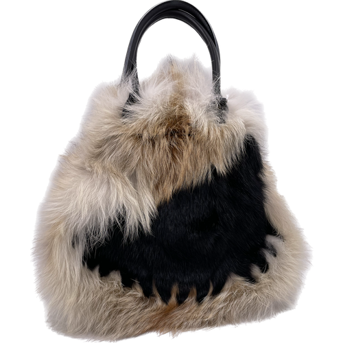 Сумка Королевство Птички & Бабочки, фактура бархатистая, бежевый, черный