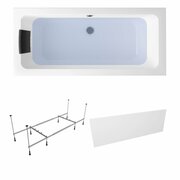 Акриловая ванна 180х80 см Lavinia Boho Pure набор 4 в 1 S2-3710008P: прямоугольная ванна, металлический каркас, подголовник, лицевой экран