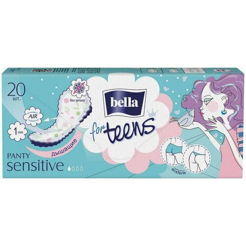 супертонкие ежедневные прокладки bella teens sensitive 20 шт Прокладки Bella for teens Panty Sensitive ежедневные 20шт х 2шт