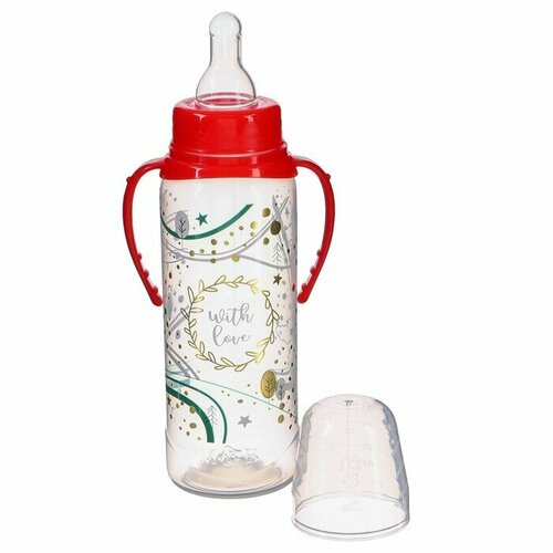 Бутылочка для кормления «Новогодний подарок», классическое горло, 250 мл, от 3 мес, цилиндр, подарочная упаковка, с ручками креативная подарочная бутылочка для воды