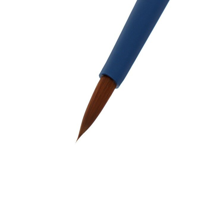 Кисть синтетика №4 круглая Roubloff "Aqua" ручка короткая синяя, покрытие обоймы soft-touch - фото №13