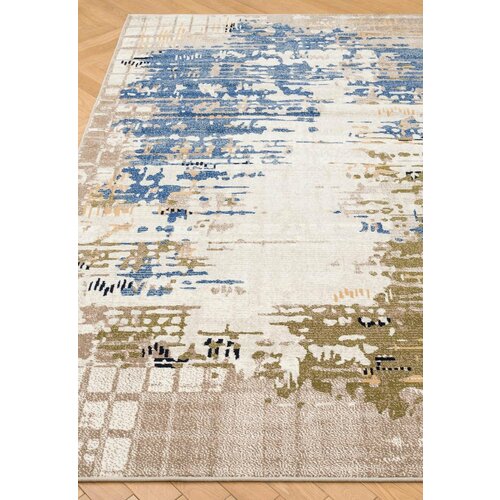 Ковер на пол 2 на 3 м в спальню, гостиную, оливковый, синий Sayan ES4756-E26