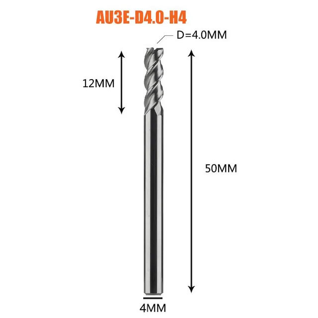 Dreanique трехзаходная фреза по алюминию для чпу (4х12х50х4 Z3) AU3E-D4.0-H4 39742