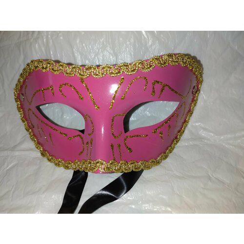 Карнавальная венецианская маска с кружевами . Розовая. венецианская маска volpina розовая с кружевом 13601