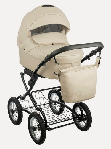 Изображение товара Детская универсальная коляска 2 в 1 Jovola Tessa Classic Eco, всесезонная с реверсивным блоком, (Te 02), св. беж. кожа