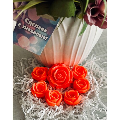 Мыло ручной работы, набор мыла Розы , подарок, новый год, цвет в ассортименте