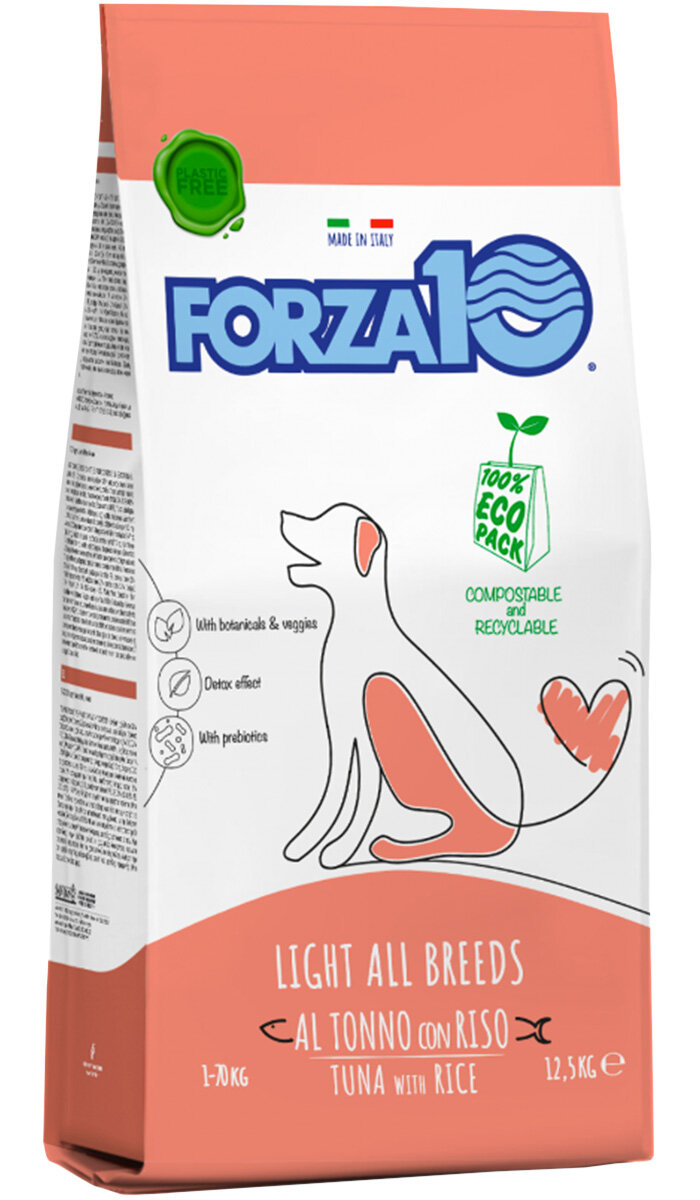 Сухой корм FORZA10 DOG MAINTENANCE LIGHT ALL BREEDS диетический для взрослых собак всех пород с тунцом и рисом (12,5 кг)