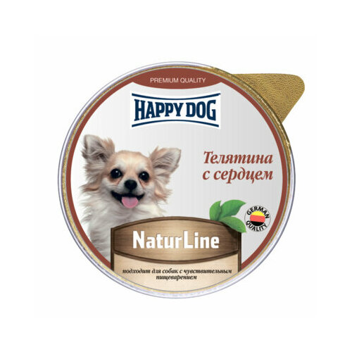 Happy dog Паштет для собак Телятина с сердцем 0,125 кг 51209 (11 шт) паштет для собак happy dog natureline телятина с сердцем нфкз 125 гр по 10 шт