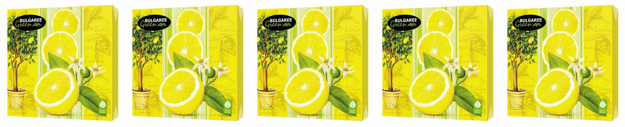 Салфетка Bulgaree Green 3 слоя Lemon, 33х33 - фото №1