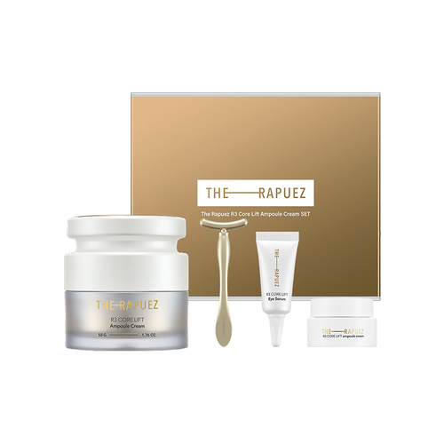 Набор The Rapuez Восстанавливающий набор для лифтинга: крем для лица + серум для глаз / R3 Core Lift Ampoule Cream Set 50+7+3 мл.