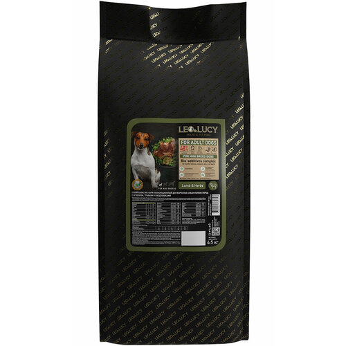 Сухой корм LEO&LUCY HOLISTIC для взрослых собак маленьких пород с ягненком, травами и биодобавками ( 4,5 кг )