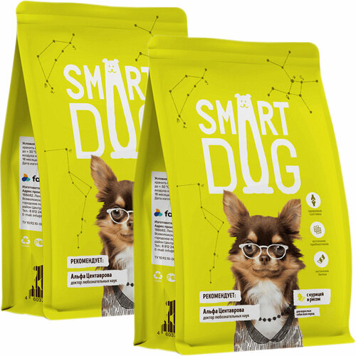 SMART DOG для взрослых собак всех пород с курицей и рисом (3 + 3 кг) probiotic live dog диетический для пожилых собак всех пород с курицей 12 кг