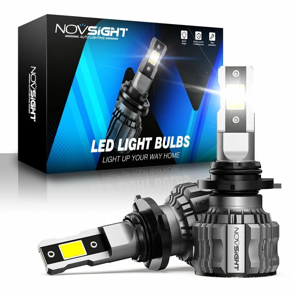 Светодиодная лампа Novsight N72 цоколь HB3 9005 72Вт 2шт 15000Лм 6500К яркий свет LED автомобильная