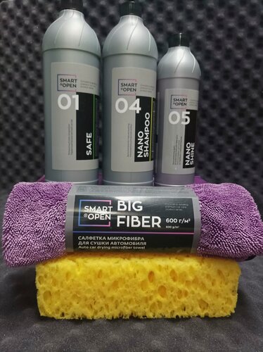 Изображение товара Подарок на Новый год/Набор автохимии Smart Open для 3-фазной мойки и сушки кузова/ шампуни, губка, микрофра