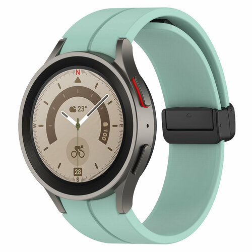 Силиконовый ремешок для Samsung Galaxy Watch 4/5/6, S, серебристая застежка, чайный