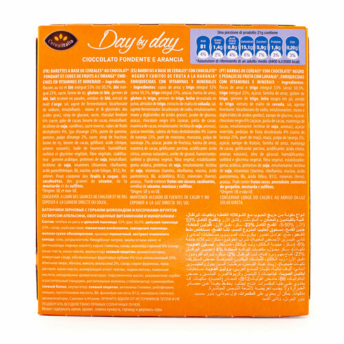 Батончик с темным шоколадом и апельсином обогащенный витаминами и минералами DAY BY DAY, CEREALITALIA, 0,126 кг (карт/кор)