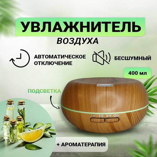 Ультразвуковой настольный увлажнитель воздуха дерево бесшумный с подсветкой и ароматизацией 2359₽