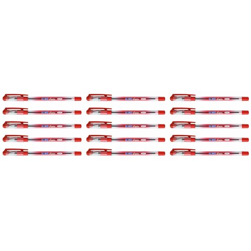 Linc Ручка шариковая Glycer, красная, 0,7 мм, круглый корпус, резиновый грип, цвет корпуса красный, 15 шт.