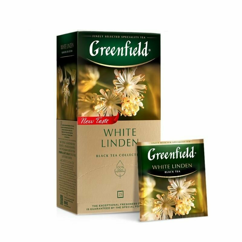 Чай Greenfield White Linden черный с добавками, 25пакетиков