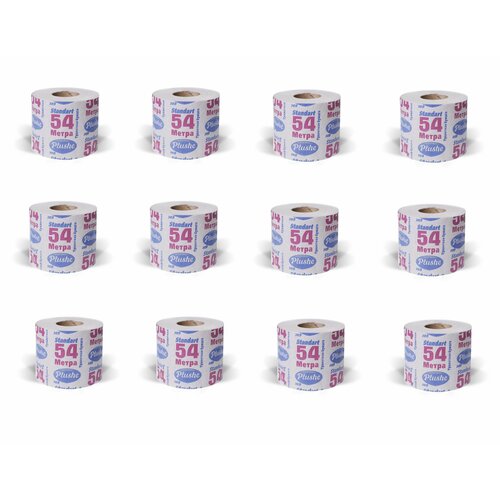 Plushe Бумага туалетная, 1 слойная, 54 м, серый, 12 шт