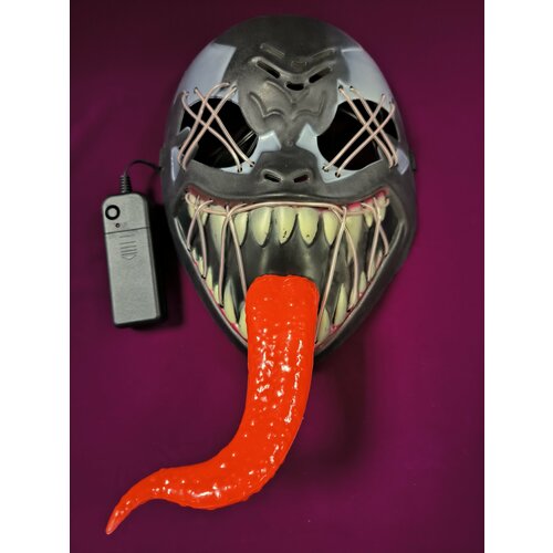 фото Светящаяся маска венома с языком / venom белое свечение парк сервис