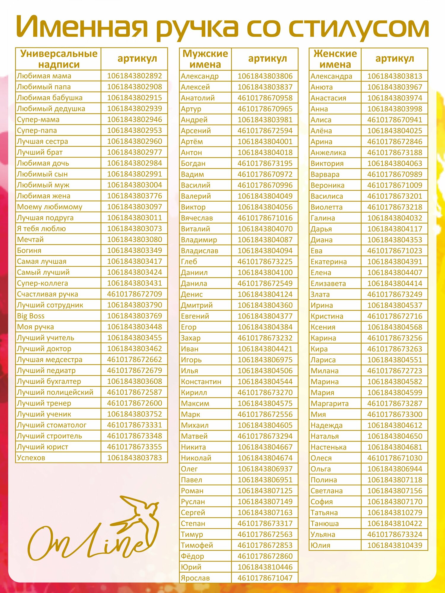 Подарочная именная ручка со стилусом OnLine с именем "Надежда" (67) — фото 1