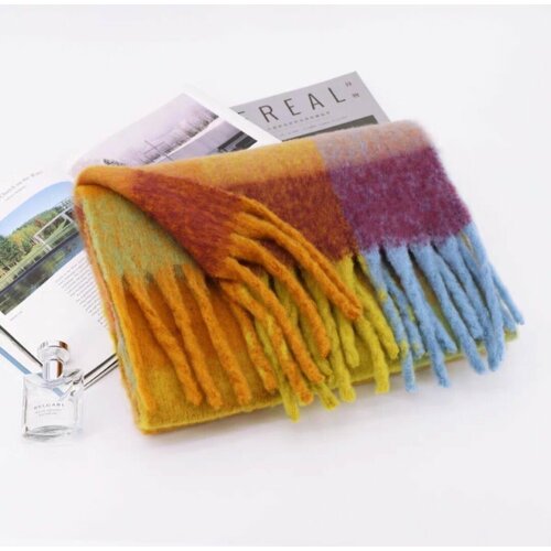 фото Шарф ,210х35 см, one size, желтый, оранжевый максвер