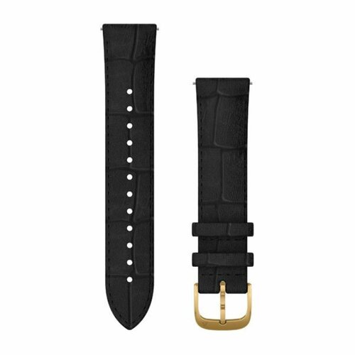 Quick Release Band 20mm Black Embossed Italian Leather/24K Gold PVD