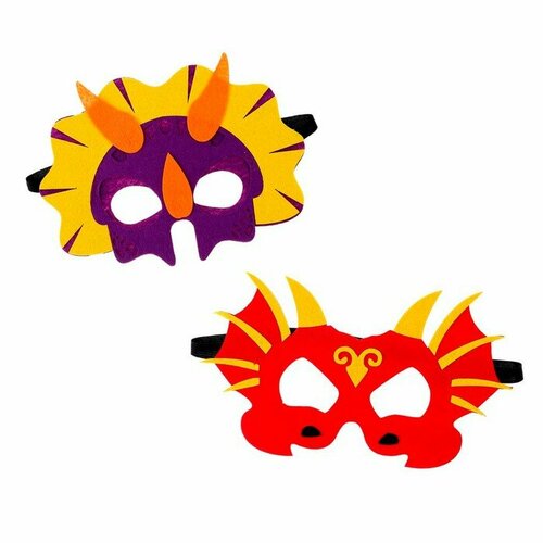 Маска карнавальная Дракоши, набор 2 шт, фетр, 2 штуки маска карнавальная пчелка фетр 5048551
