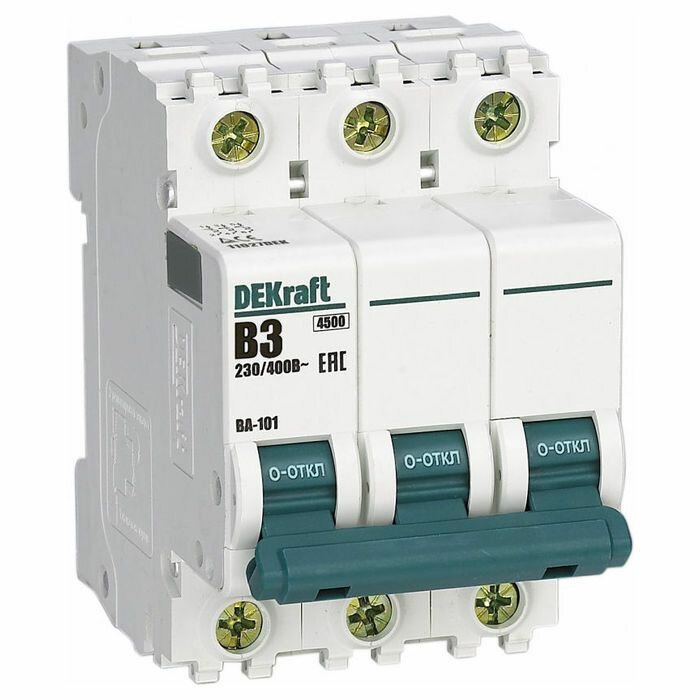 DEKraft Автоматический выключатель 3Р 3А х-ка B ВА-101 4,5кА 11027DEK