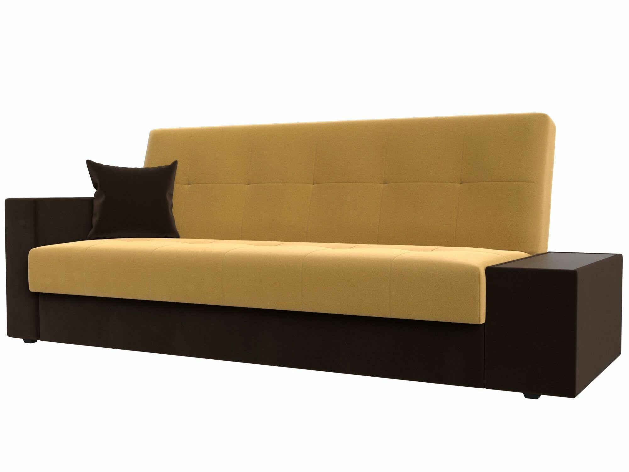 фото Диван-кровать книжка Лига-020 стол справа, Микровельвет желтый и коричневый