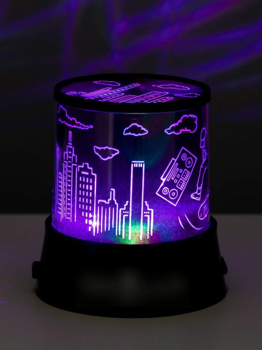 Ночник-проектор "Город" LED USB/от батареек черный 10,8х10,8х11,5 см - фотография № 18