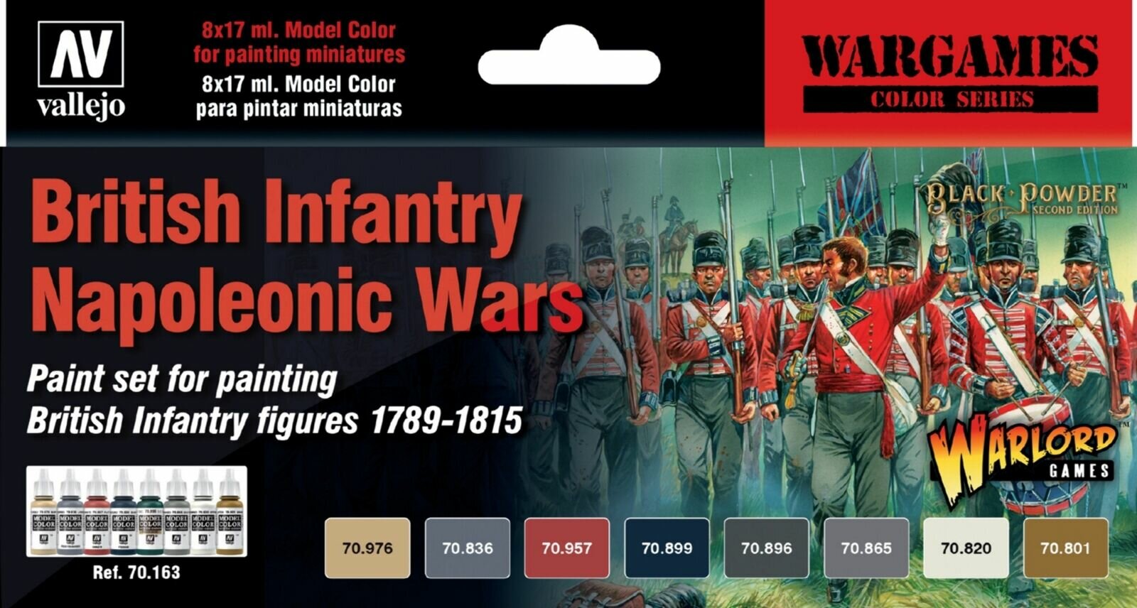 Набор акриловых красок Vallejo Wargames Color Series - British Infantry Napoleonic Wars 70163 (8 красок по 17 мл)