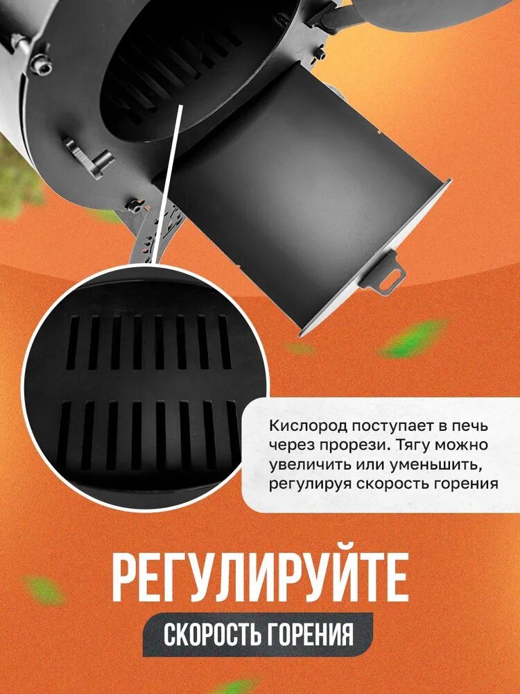 Печь Vita мини с конвекторами + стеклянная дверца / дровяная печь для дома / дачи / гаража / палаток - фотография № 6