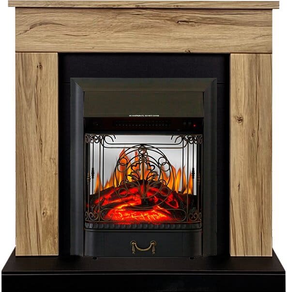 фото Камин Royal Flame Bergen разборный Дуб галифакс с очагом Majestic FX M Black