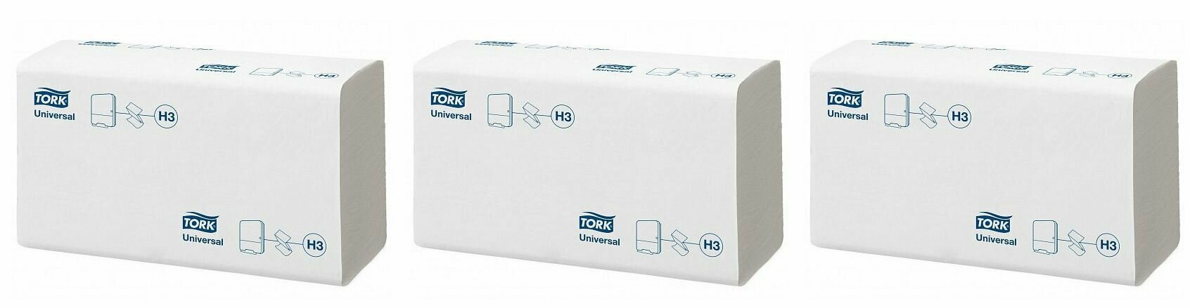 Tork Полотенце бумажное Universal H3, 1 слойные, V(ZZ)-сложение, 23х23 см, 250 листов, 3 уп