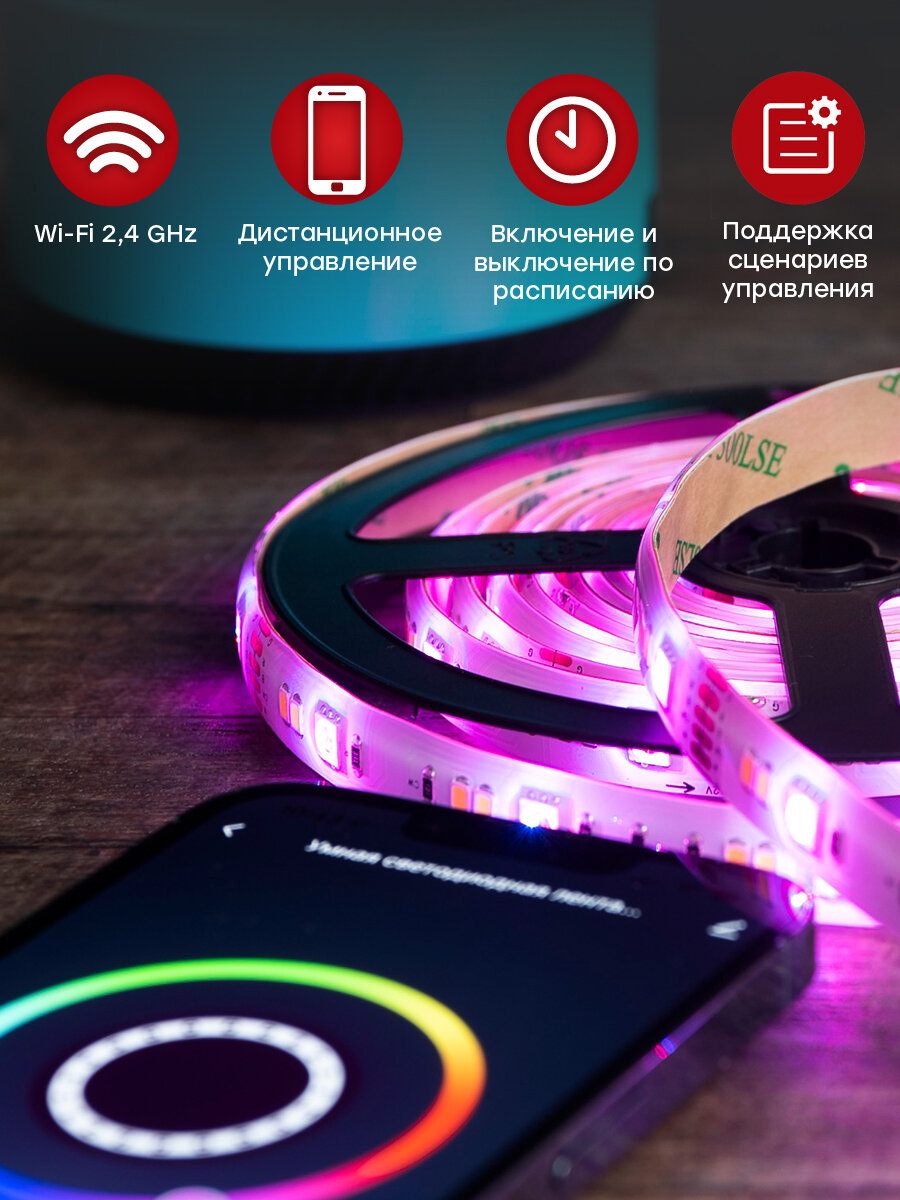 Умная светодиодная лента с пультом EKF Connect RGBW 3 м- 1 шт - фотография № 5