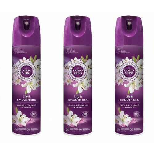 DomoVero Освежитель воздуха Лилия и Гладкий шелк, 250 мл, 3 шт