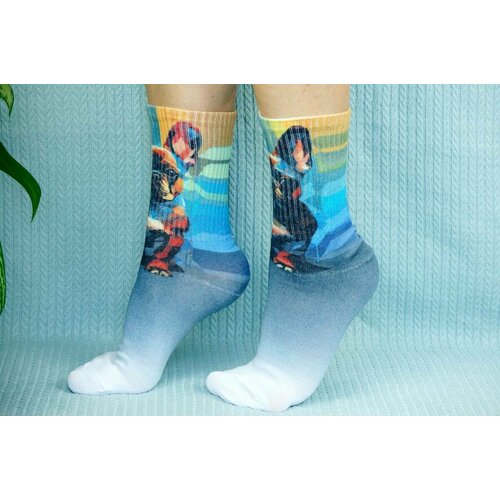 фото Носки cotton print, размер 41/45, белый, коричневый хлопковые cotton print