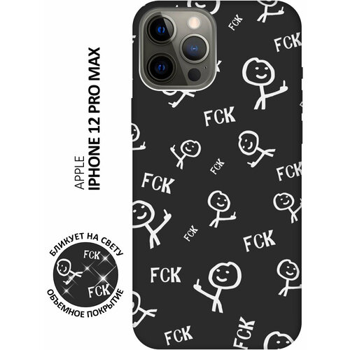 Силиконовый чехол на Apple iPhone 12 Pro Max / Эпл Айфон 12 Про Макс с рисунком Fck Pattern W Soft Touch черный силиконовый чехол на apple iphone 12 12 pro эпл айфон 12 12 про с рисунком fck pattern w soft touch черный