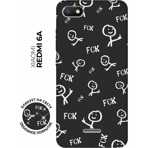 Матовый чехол Fck Pattern W для Xiaomi Redmi 6A / Сяоми Редми 6А с 3D эффектом черный чехол книжка fck pattern w на xiaomi redmi 8 сяоми редми 8 с 3d эффектом черный