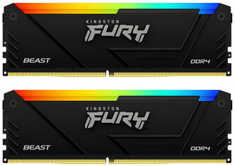 Модуль памяти DIMM 16Gb 2х8Gb DDR4 PC25600 3200MHz Kingston Fury Beast RGB Black (KF432C16BB2AK2/16)