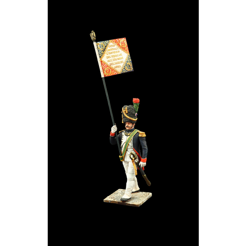 Оловянный солдатик (ТОП): Офицер полка пеших егерей Императорской Старой Гвардии со штандартом, 1807-12 гг.