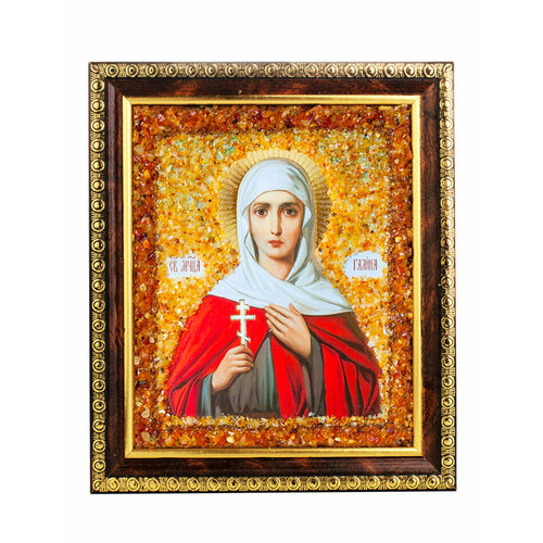 Именная икона, украшенная натуральным янтарём «Святая мученица Галина»