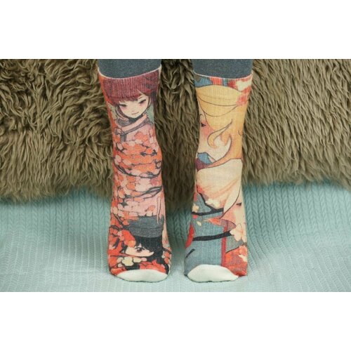 фото Носки шерстянки, размер 39/42, красный, желтый, бежевый