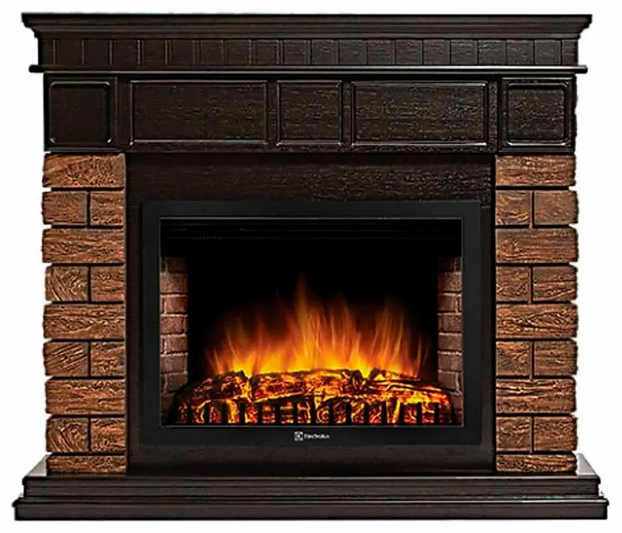 Портал Firelight Bricks Wood 30, камень темный, шпон венге (НС-1287018)